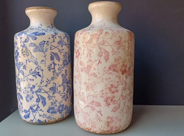 Jarrón cerámica decorado flore